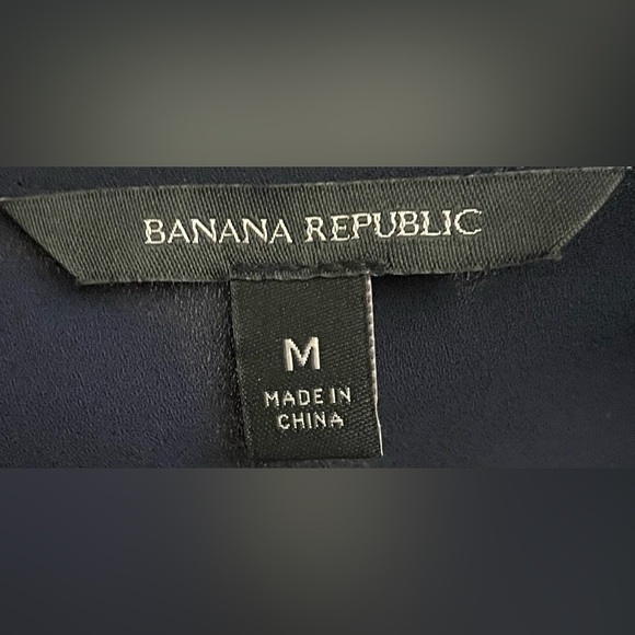 Banana Republic-Navy blue Ruffled‎ Long-Sleeve Blouse Size M - Picture 5 of 6